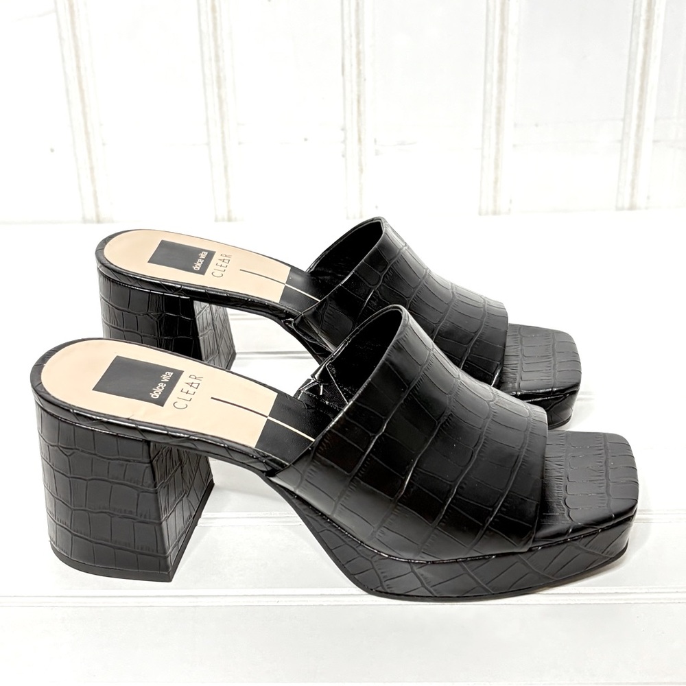 Dolce Vita Women's Marsha Platform Black Slide Sandals 402